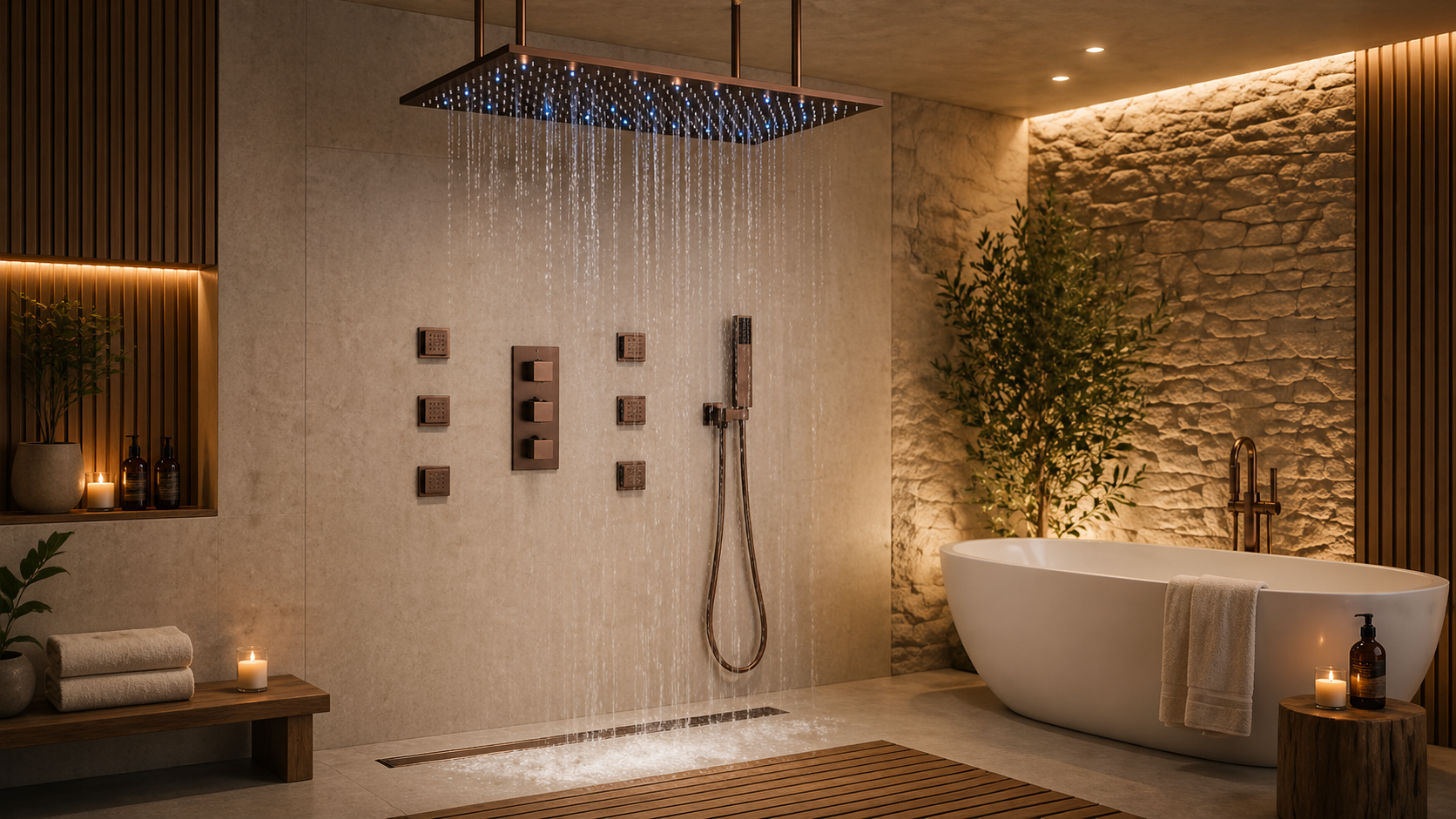 Spa-style shower system